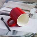 Classic Ceramic Coffee Mug - 12 oz Red Cup with Handle for Latte, Cappuccino, and Tea