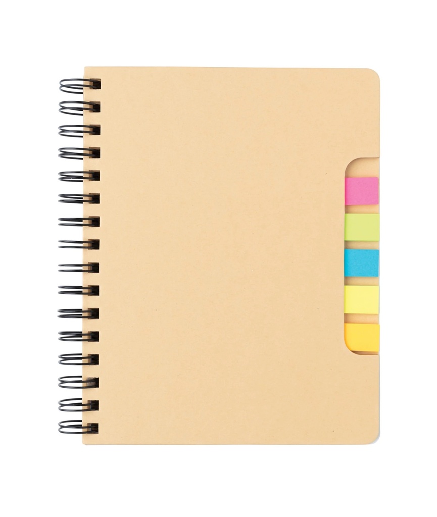 A5 Kraft Spiral Notebook with Sticky Notes