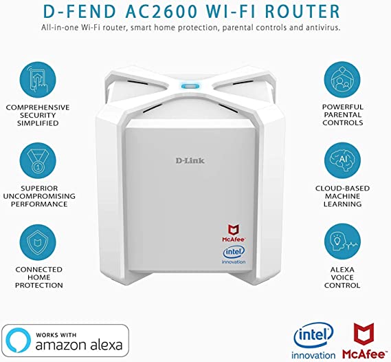 D-Link WiFi Router AC2600 Dual Band, MU-Mimo, Smart Parental Controls, Works with Alexa (DIR-2680-US-W)