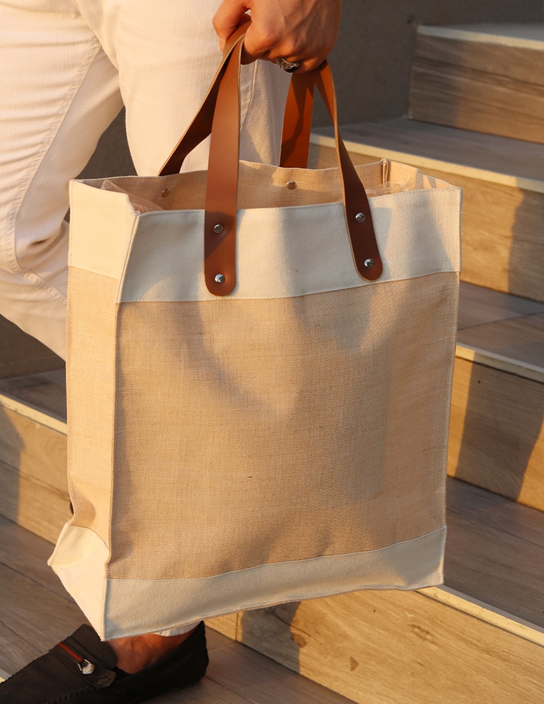 JUCO TOTE – Stylish Laminated Natural Juco Tote Bag with PU 