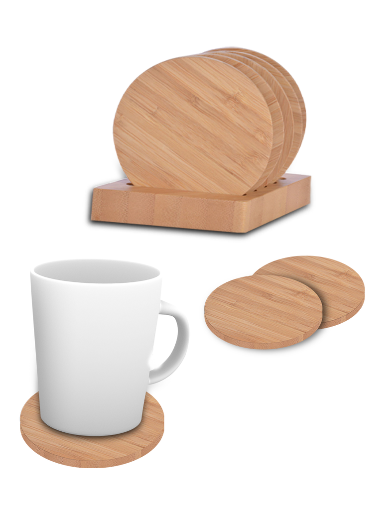 BAMBOO COASTER – Eco-Friendly 5-Piece Round Coaster Set with