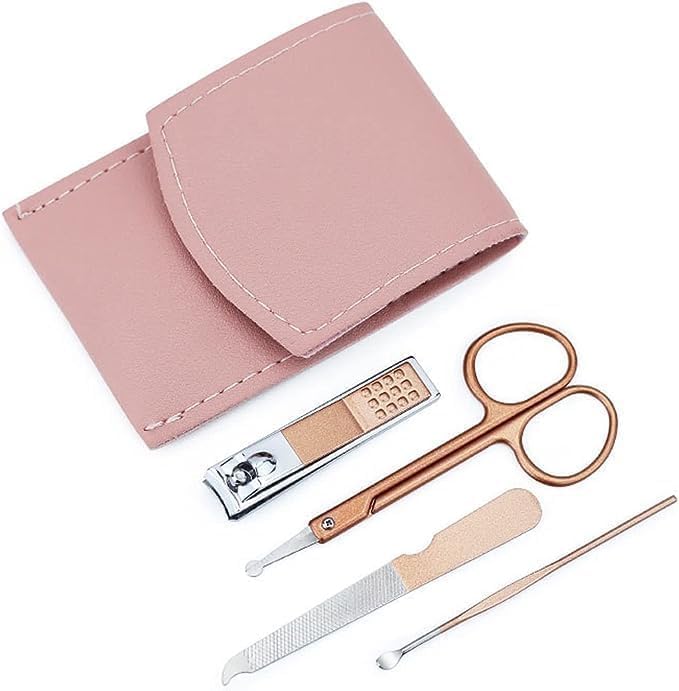 4 in 1 Nail care kit Pink leather case