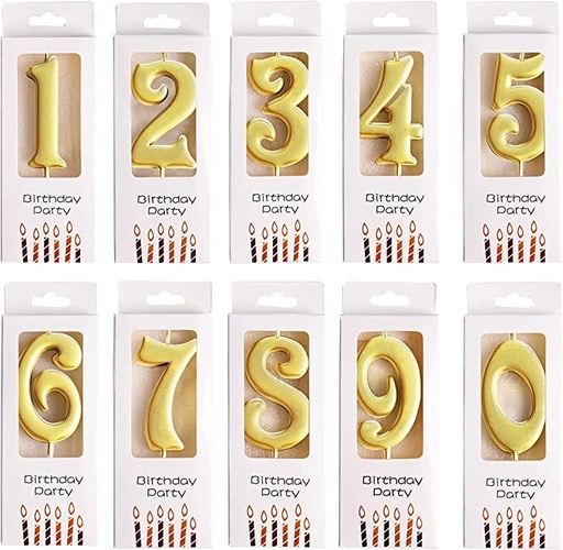 10 pcs gold candle numbers
