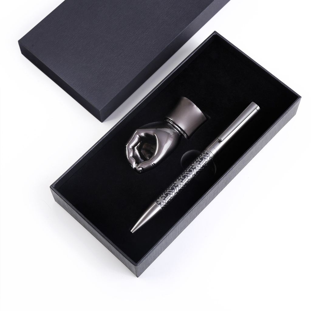 HANDY PEN PLUS – Elegant Twist Pen with Hand-Shaped Holder and Brass Stand