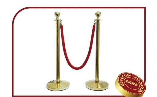 [HOTL-0009] GOLD QUEUE BARRIER POSTS WITH 1.5M TWISTED RED -AGM