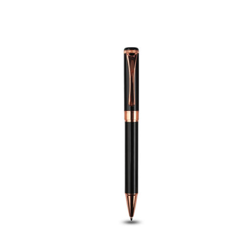 [CORP-539] CHARM PEN – Elegant Black and Rose Gold Ballpoint Pen with Engraving Mirror Effect